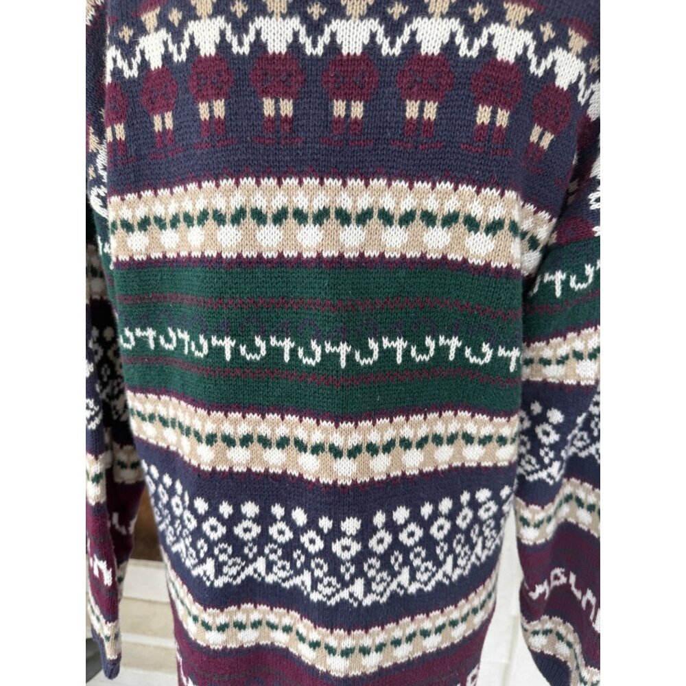 Vintage 80s Cotton Ramie Pull Over Sweater Novelty People Womens Small - Picture 5 of 12